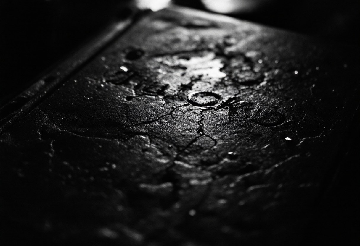 A close-up of a well-worn vinyl copy of the 2004 Blackfield debut album, its sleeve showing the atmospheric monochrome artwork